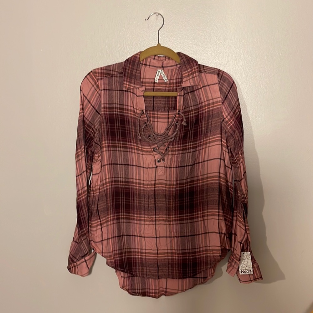 Womens Mudd long sleeve pink and purple flannel